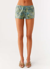 Ajean Sequin Mini Shorts - Lime Blood