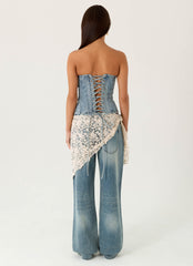 Elaris Scarf Low Rise Denim Jeans - True Denim