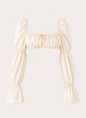 Elique Satin Long Sleeve Top - Cream