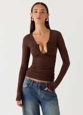 Francis Long Sleeve Top - Chocolate