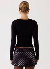 Get No Sleep Mini Skort - Black Polkadot