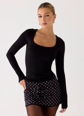 Get No Sleep Mini Skort - Black Polkadot