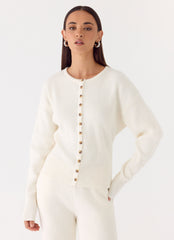 Harrison Cinched Knit Cardigan - Ivory