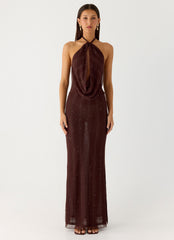 Haylan Sparkle Mesh Maxi Dress - Chocolate