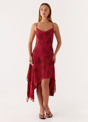 Jasiel Midi Dress - Cherry Rose