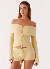 Muted Muse Knit Long Sleeve Top - Yellow