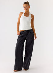 Nauton Ribbed Halter Top - White