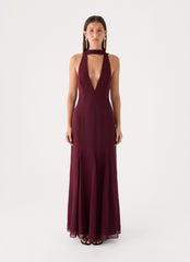 Off Script Scarf Maxi Dress - Burgundy