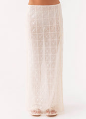 Opal Sequin Maxi Skirt - White
