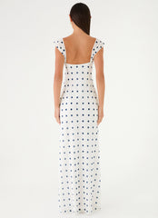 Roma Notte Maxi Dress - Porcelain Blue Polka Dot