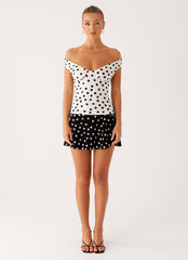 Rylie Top - White Polka Dot