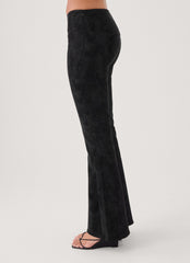 Wild Fire Faux Suede Low Rise Pant - Black