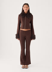 Wild Hide Faux Suede Jacket - Chocolate