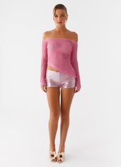 After Midnight Low Rise Sequin Mini Shorts - Pink