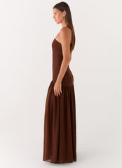 Eden Strapless Maxi Dress - Brown