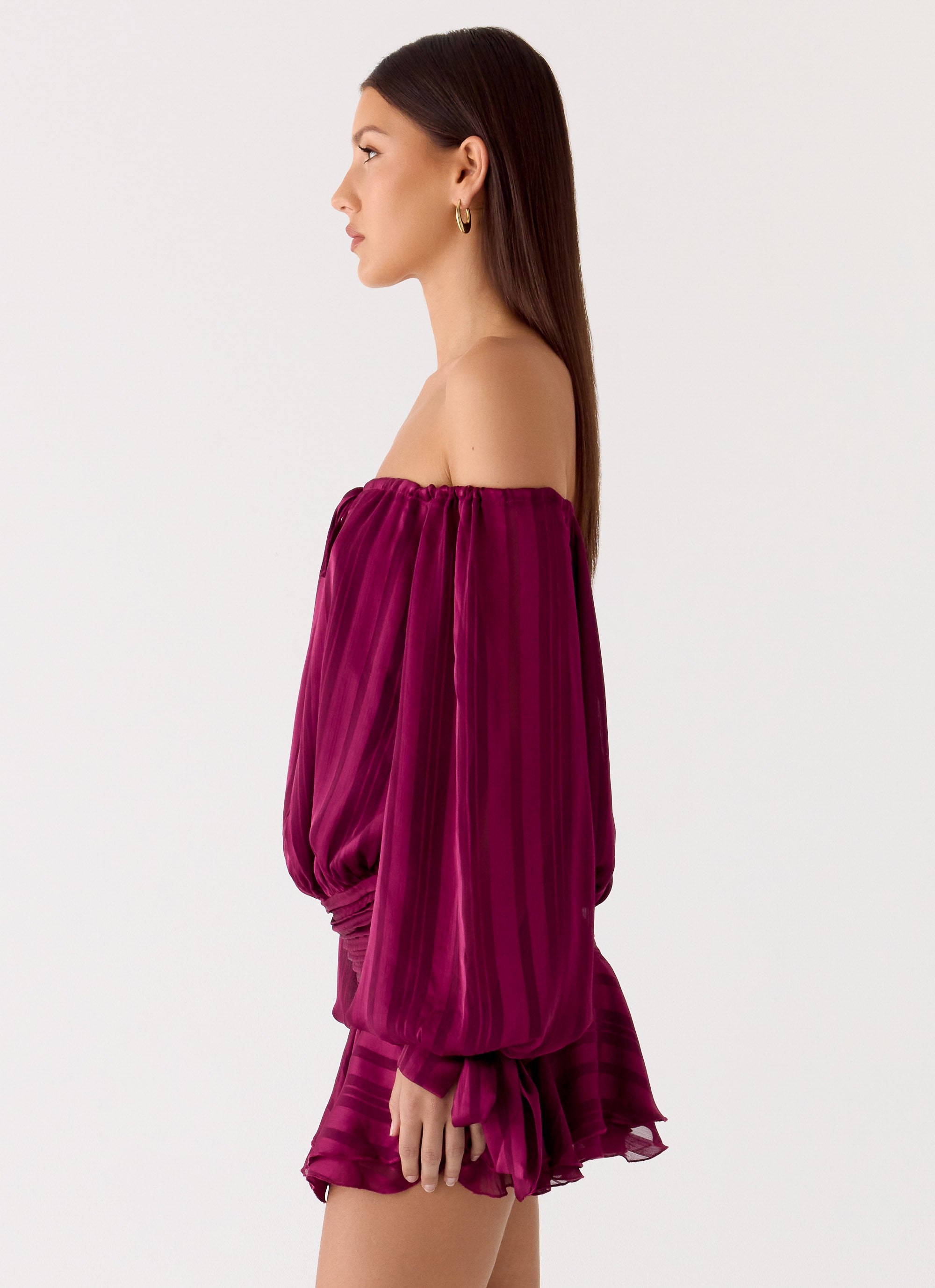 Eira Balloon Sleeve Mini Dress - Plum