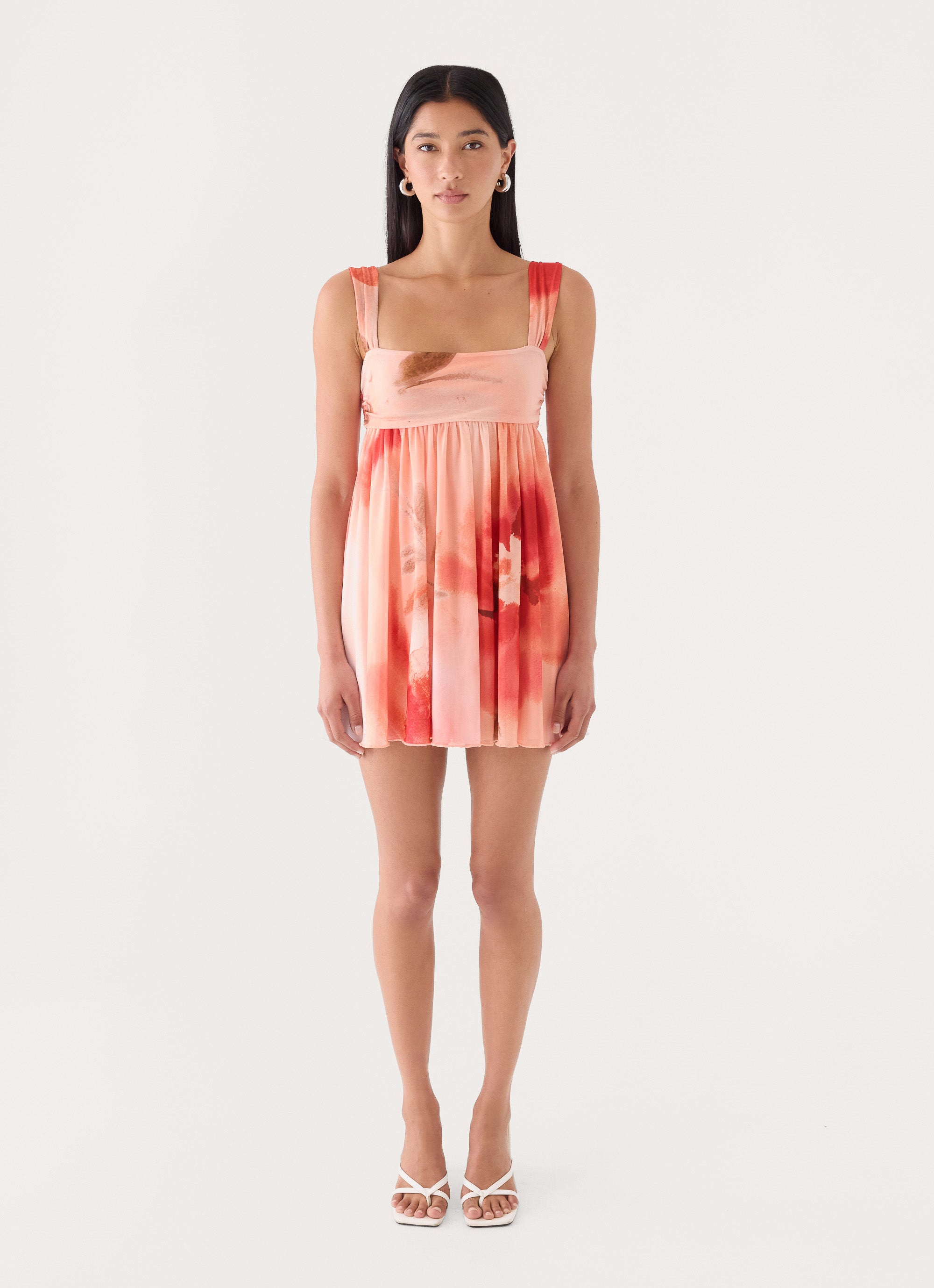 Elaria Flora Mini Dress - Peachy Floral Print