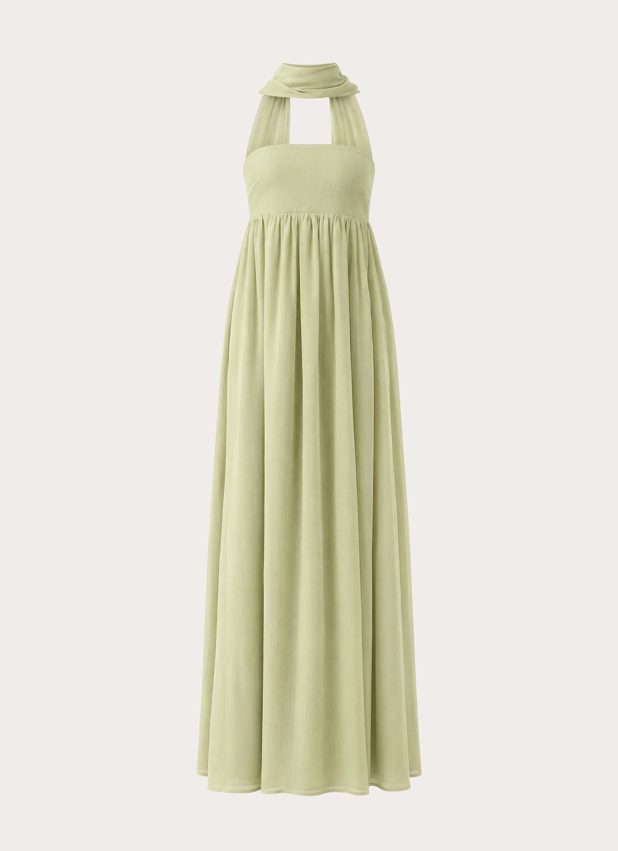 Elarose Scarf Maxi Dress - Soft Lime