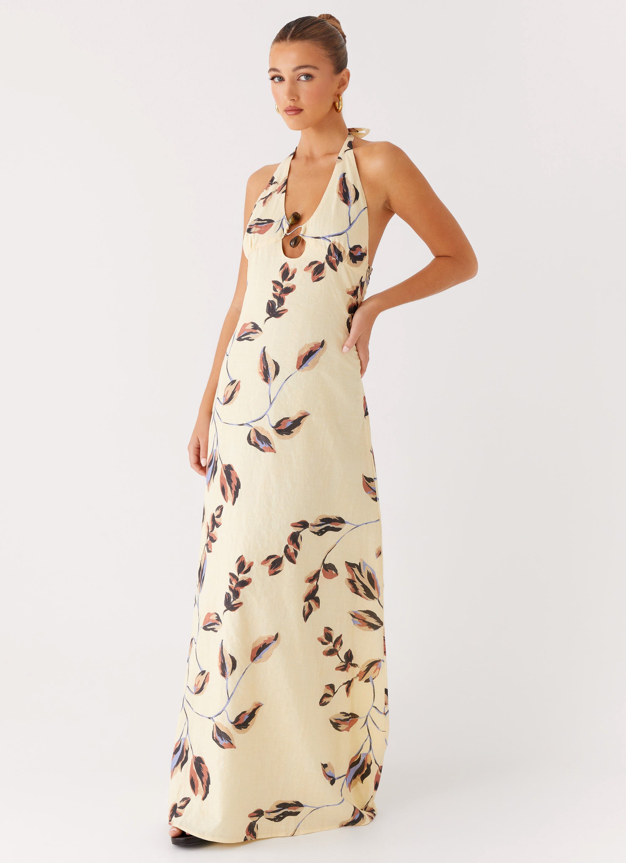 Elvina Halter Neck Maxi Dress - Buttercream Bliss
