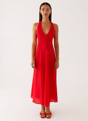 Falling for You Midi Dress - Red