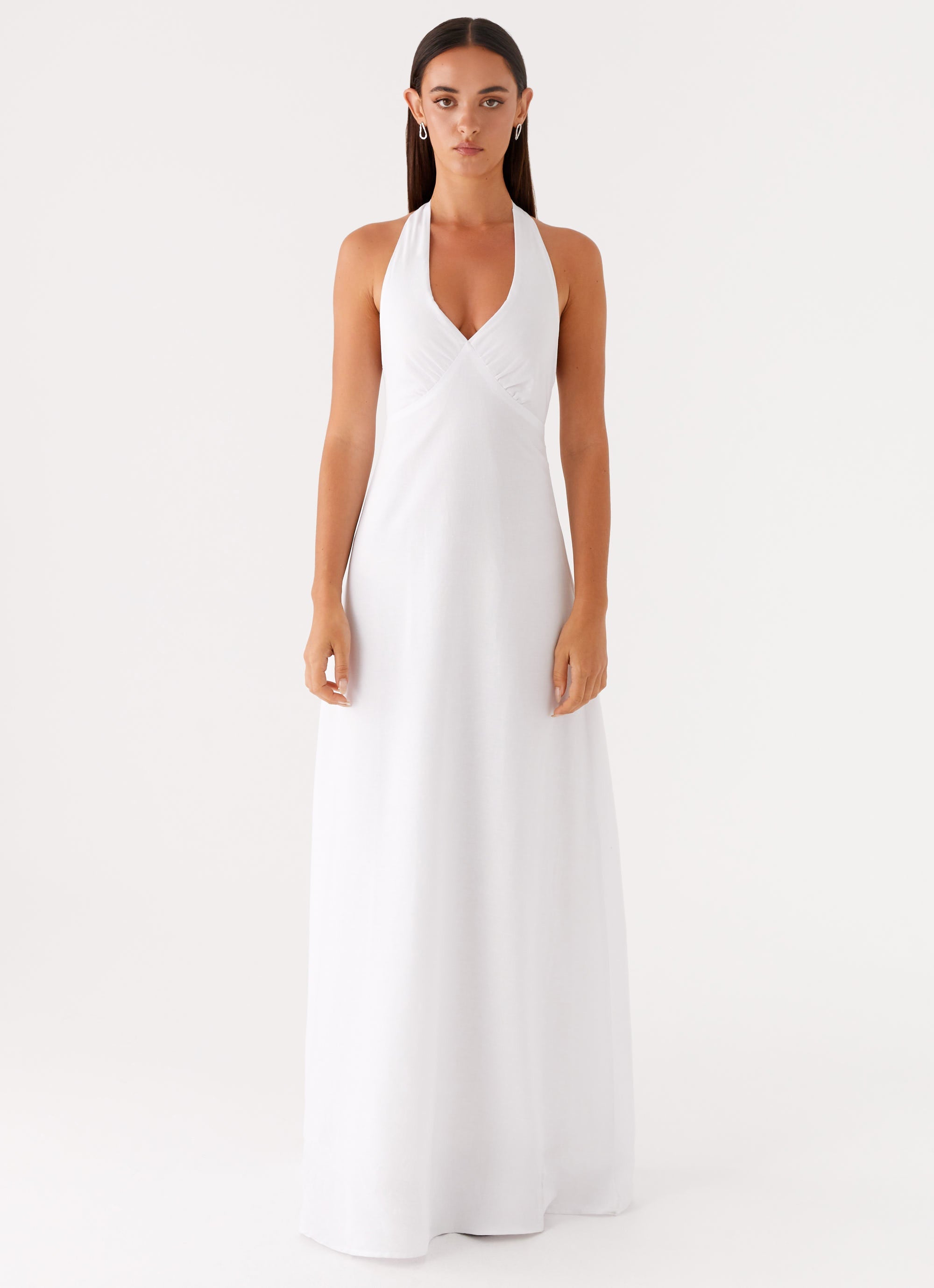 Heavy Hearted Linen Maxi Dress - White