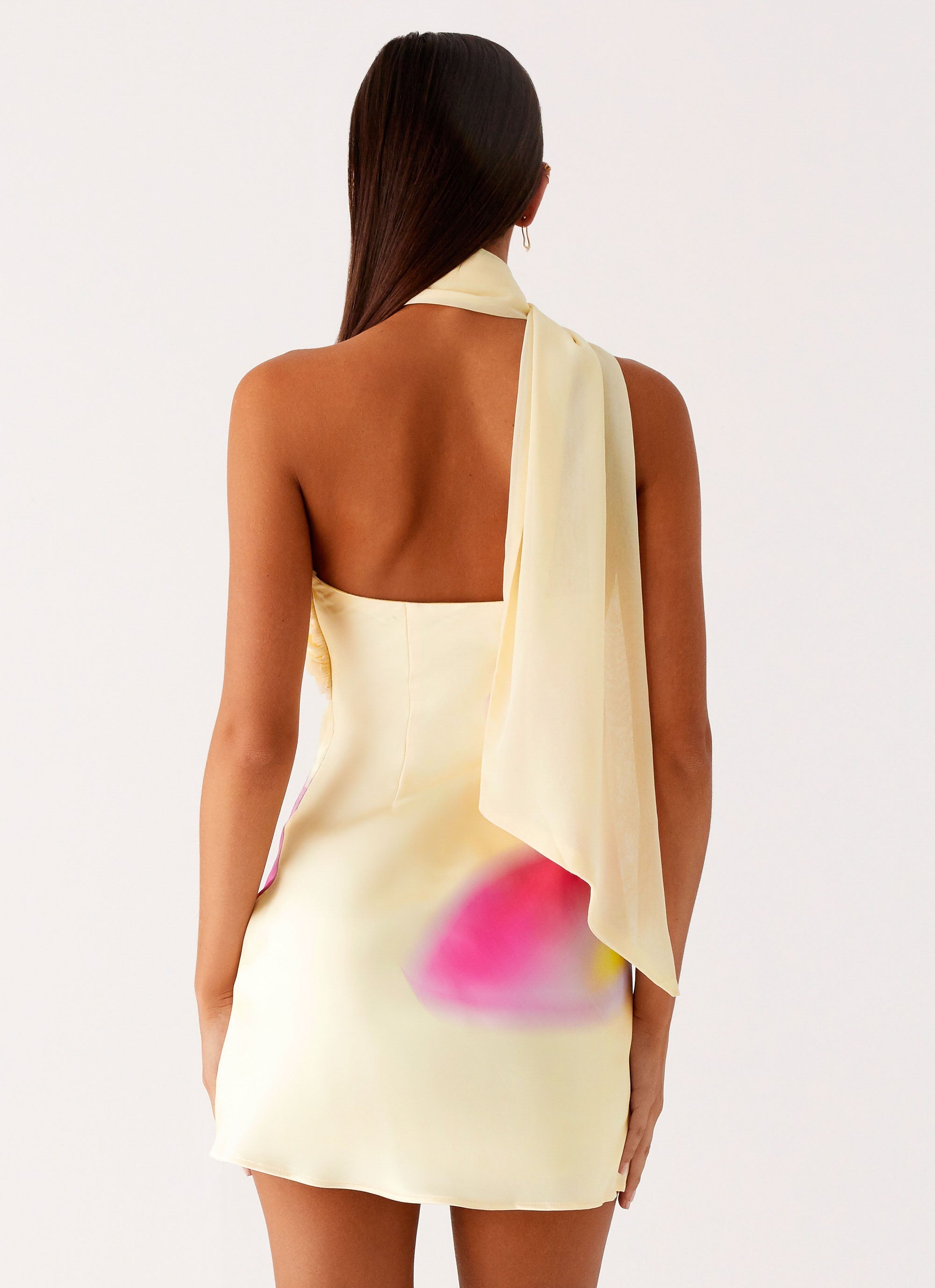 Isa Scarf Satin Mini Dress - Frangipani Yellow