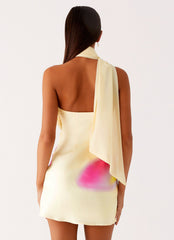 Isa Scarf Satin Mini Dress - Frangipani Yellow