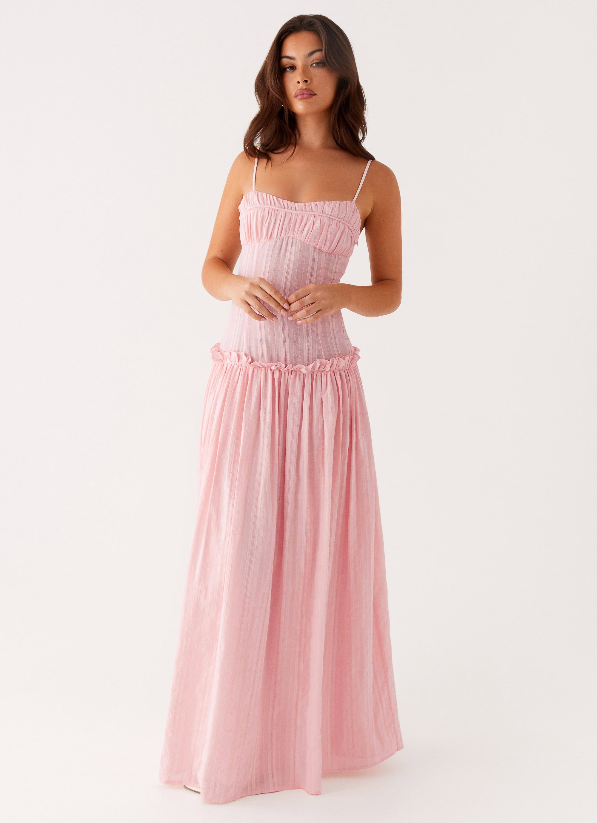 Jacinda Drop Waist Maxi Dress - Pink
