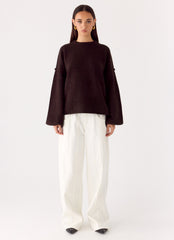 Jack Oversized Knit Sweater - Chocolate