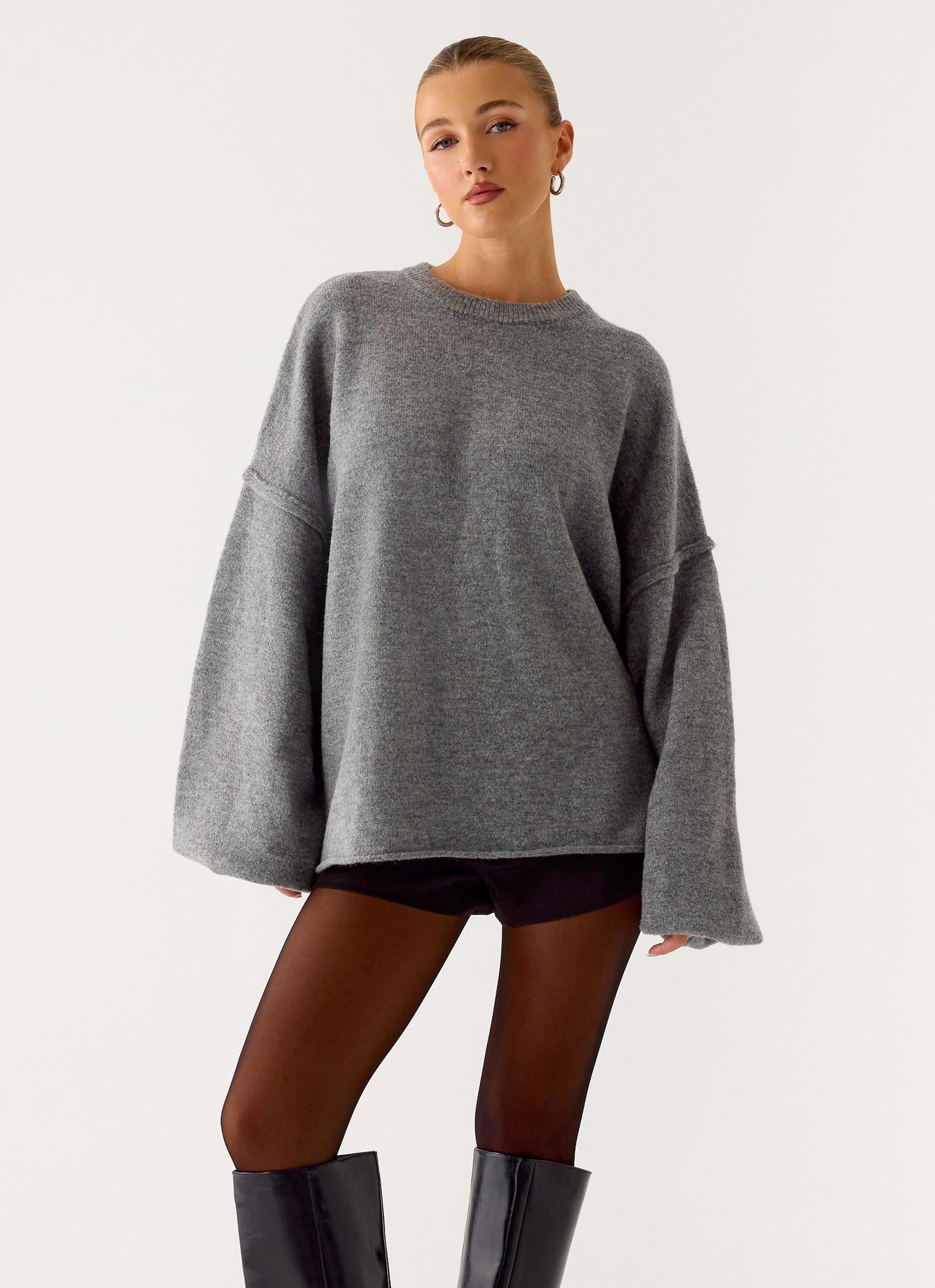 Jack Oversized Knit Sweater - Grey
