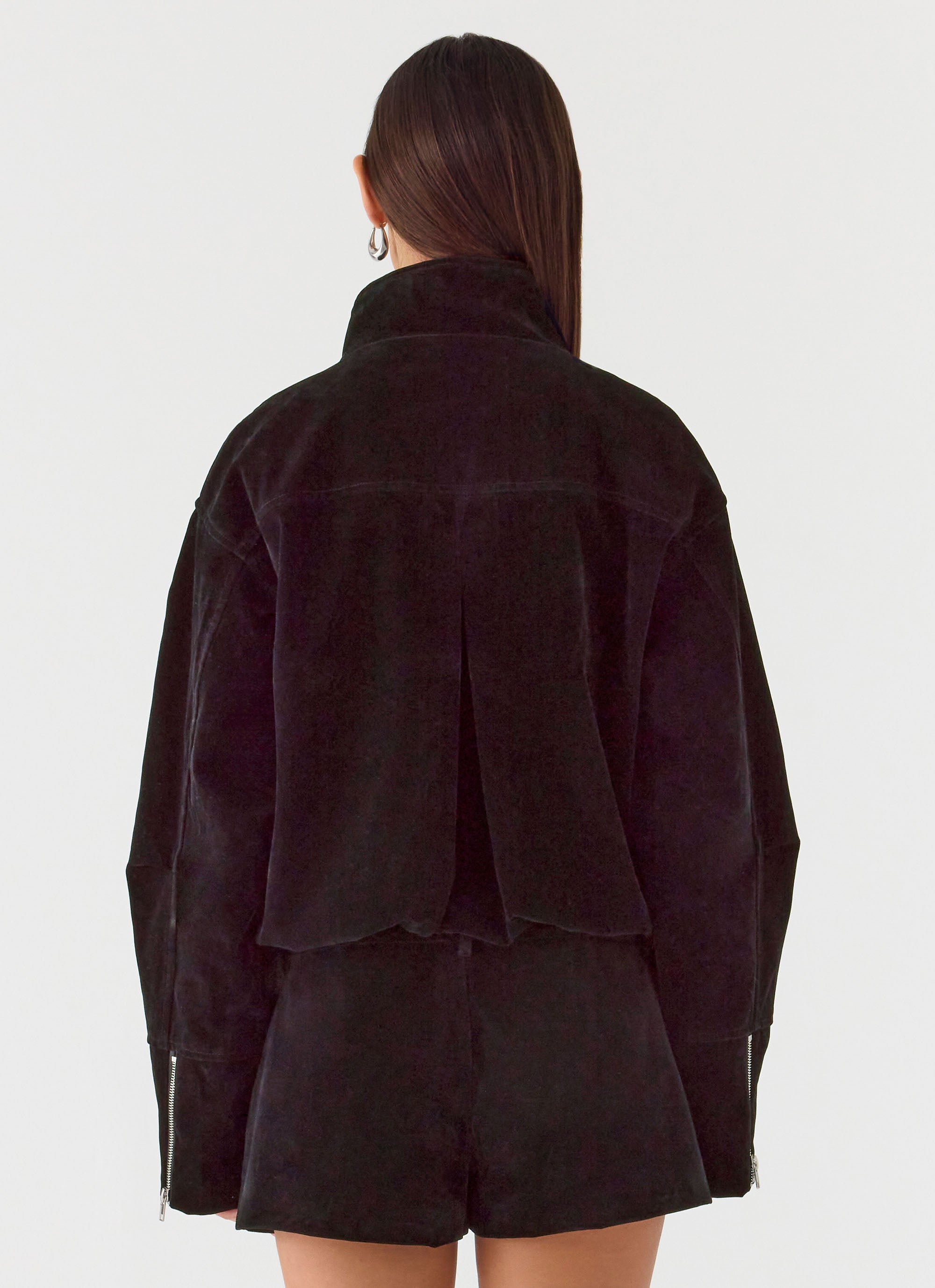 Marlow Faux Suede Jacket - Black