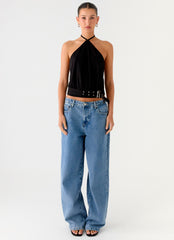 Mason Halter Neck Top - Black