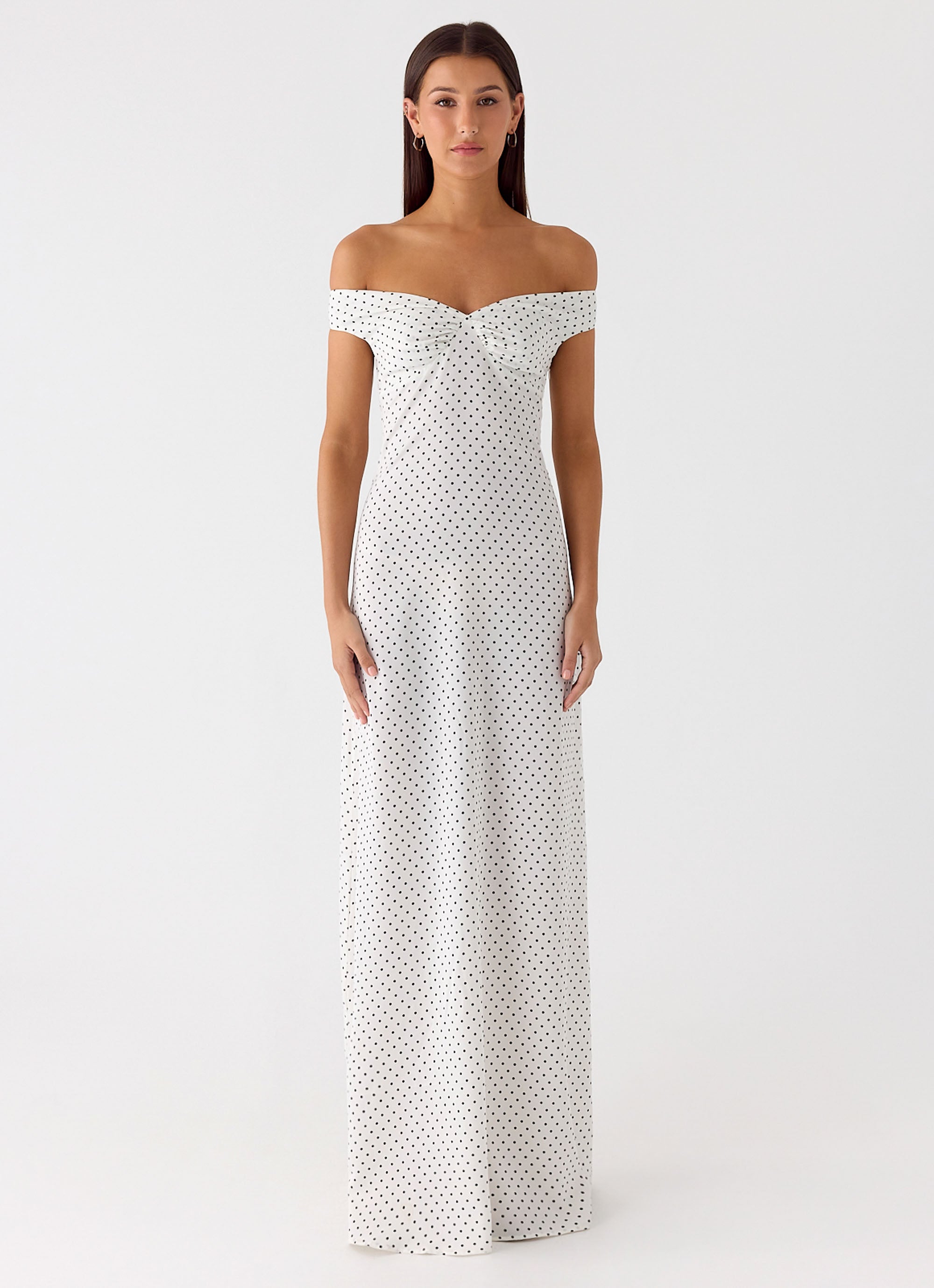 Melany Maxi Dress - White Polkadot