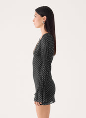 Moonlight Drive Mini Dress - Black Polka Dot