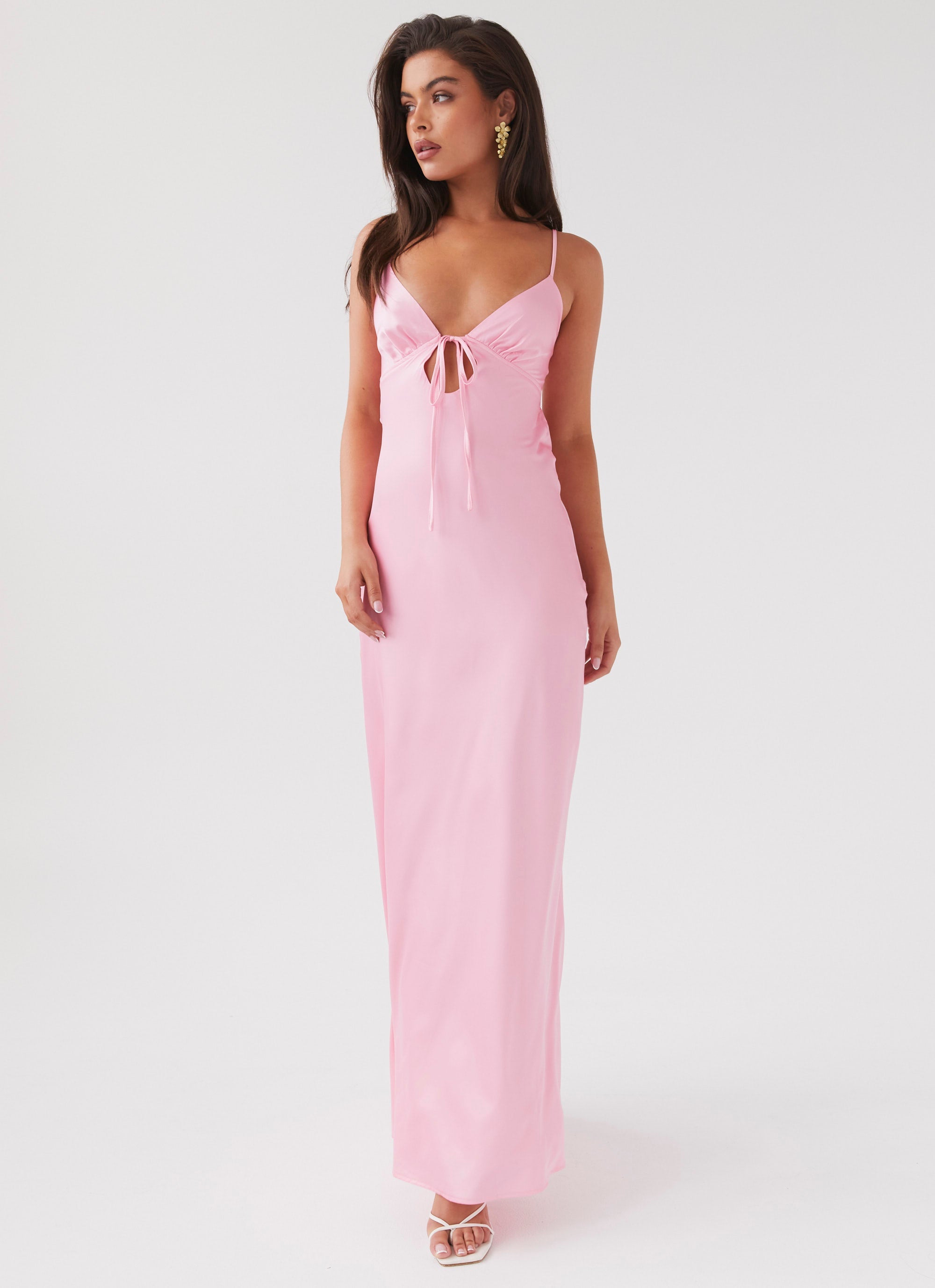 Flora Satin Maxi Dress - Candy