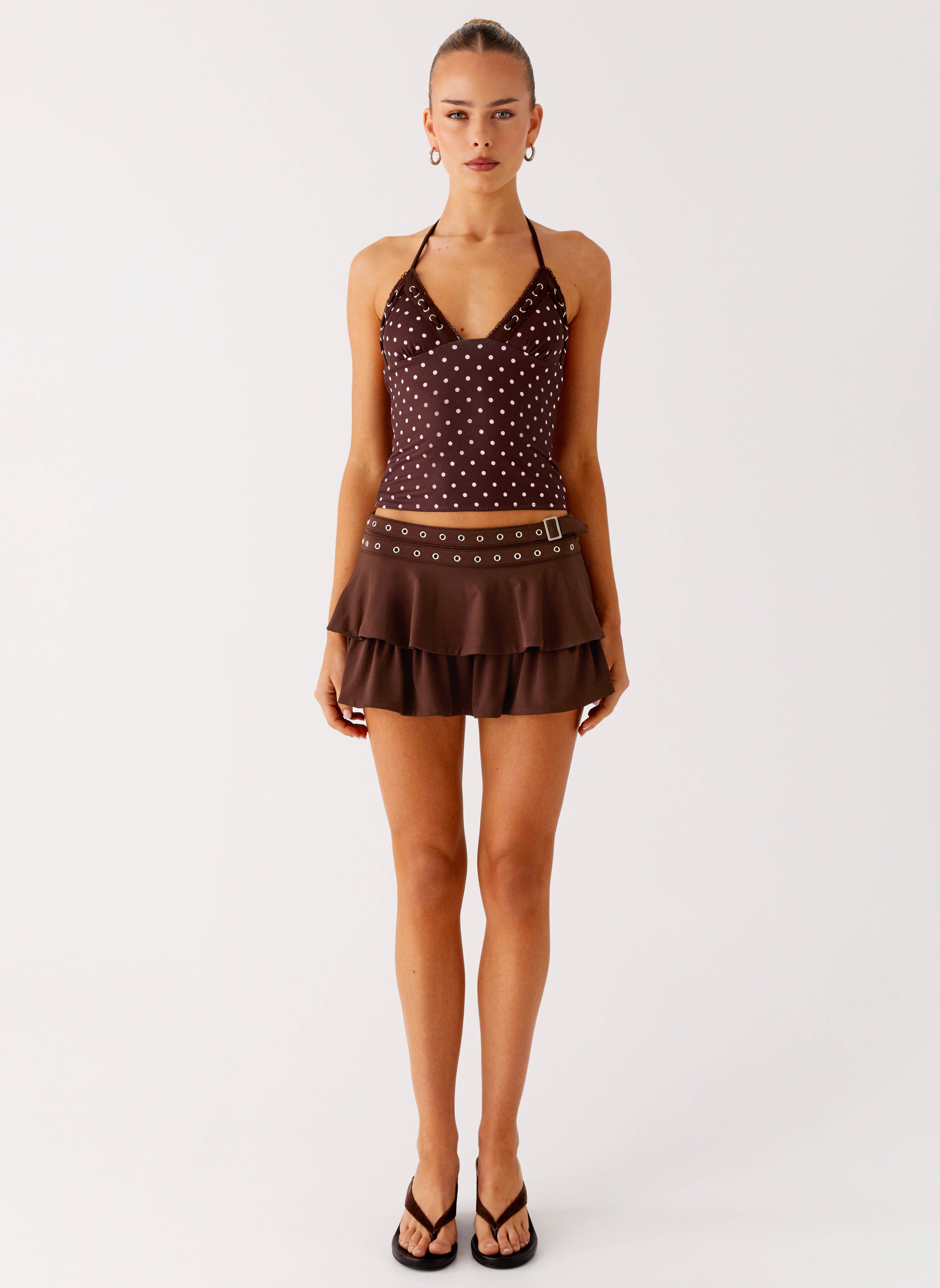 Prologue Belt Mini Skort - Chocolate
