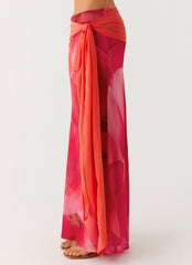 Raya Maxi Skirt - Peach Watermelon Flower