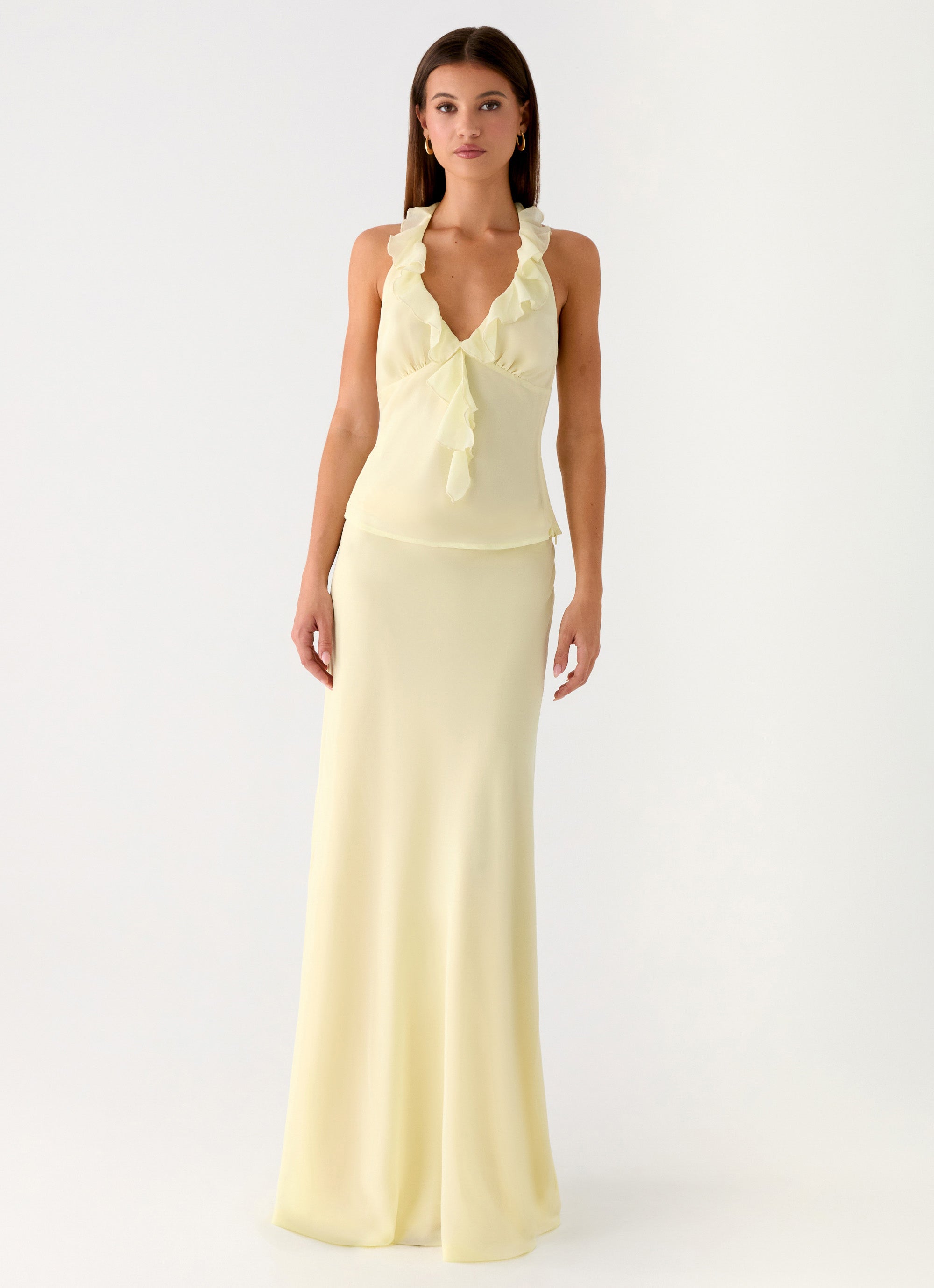 Star Girl Chiffon Maxi Skirt - Yellow