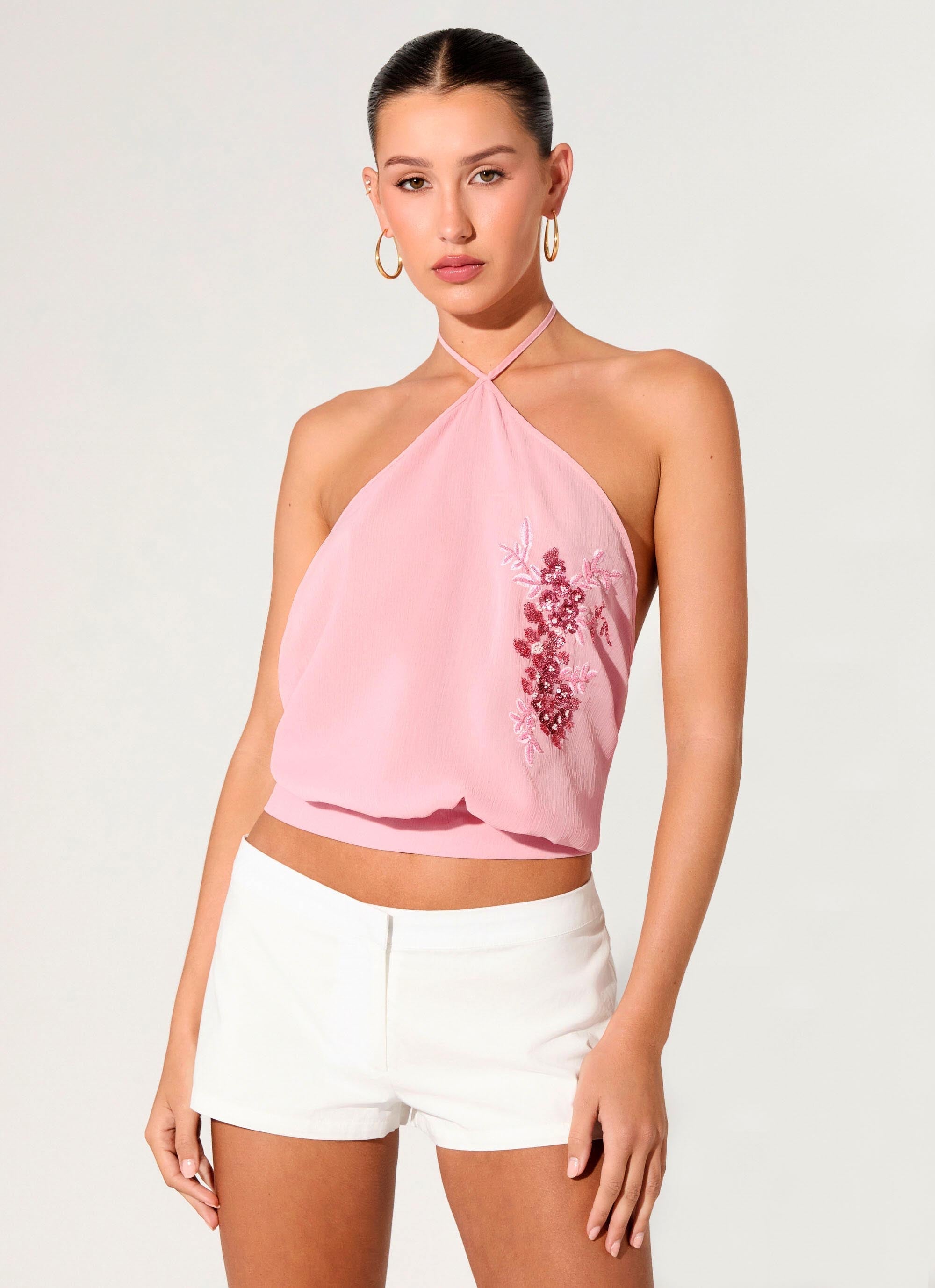 Sweet Skies Halter Top - Pink