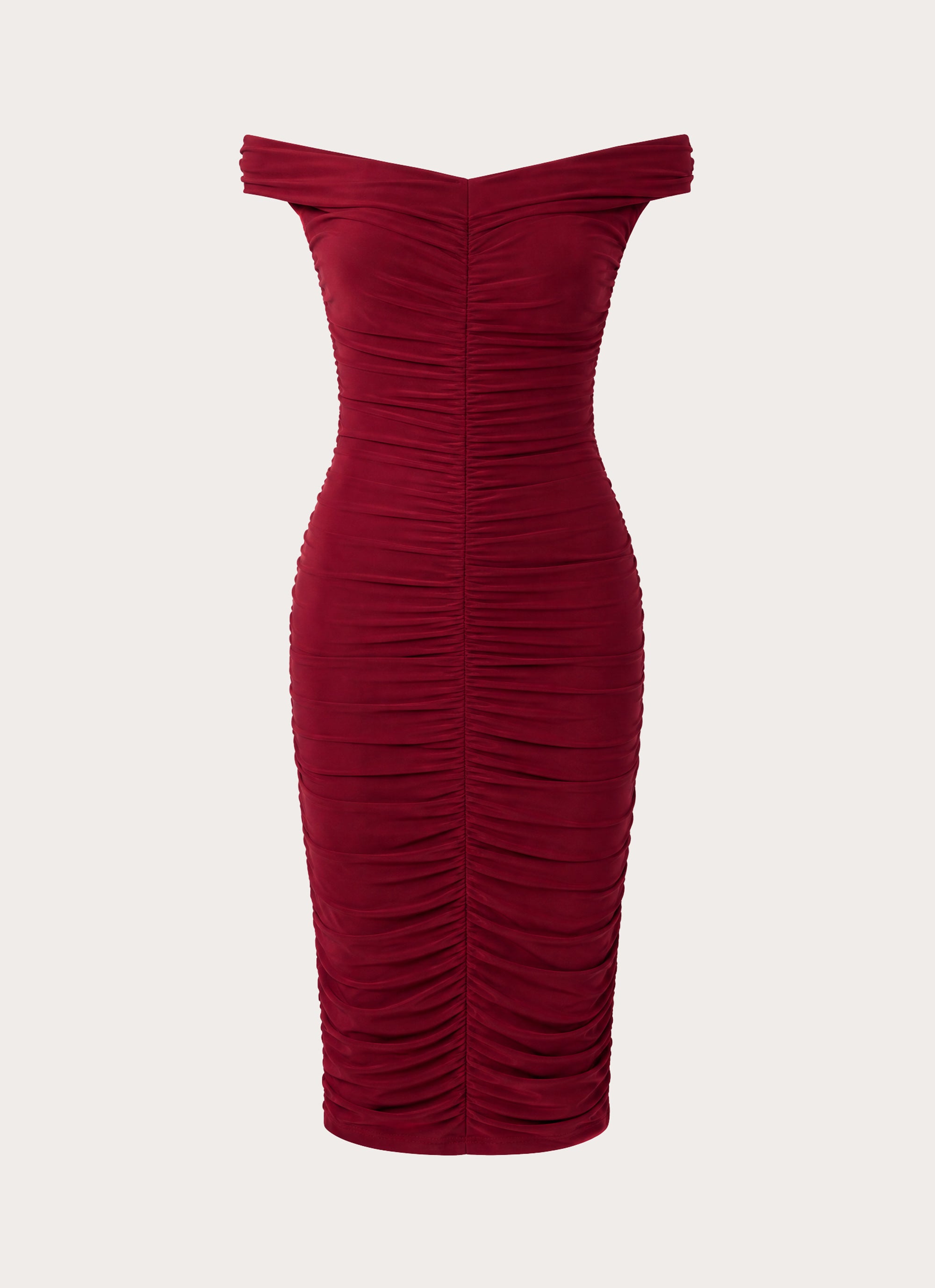Valcera Ruched Midi Dress - Maroon