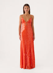 Zelie Sequin Maxi Dress - Orange